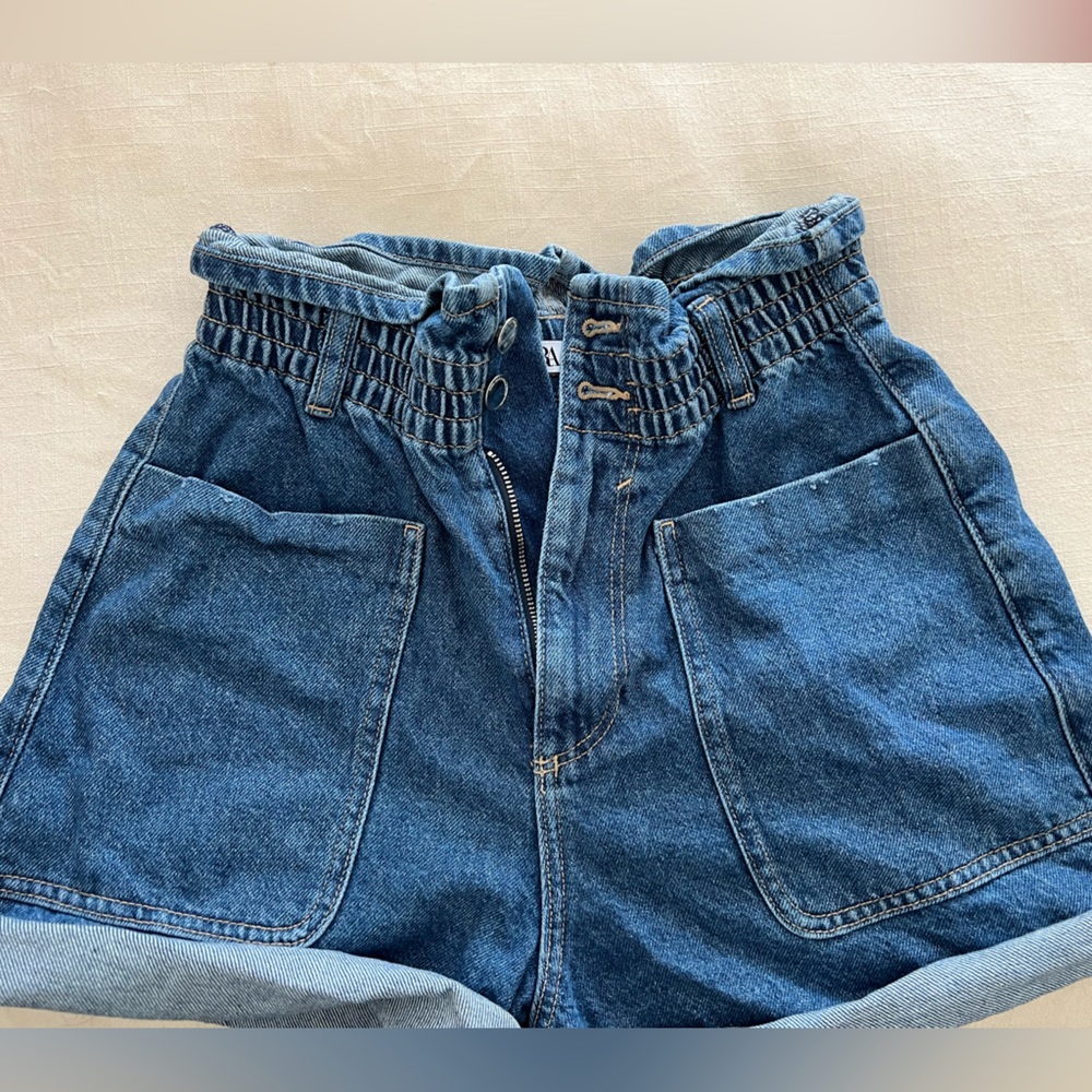 Women Zara High Waist Denim Shorts